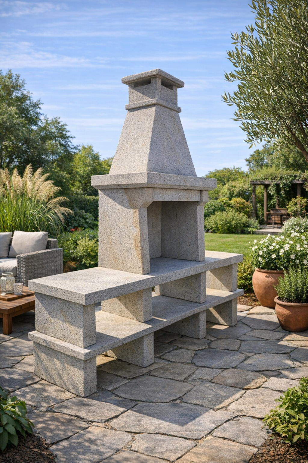 Barbecue en granit avec modules bilatéraux