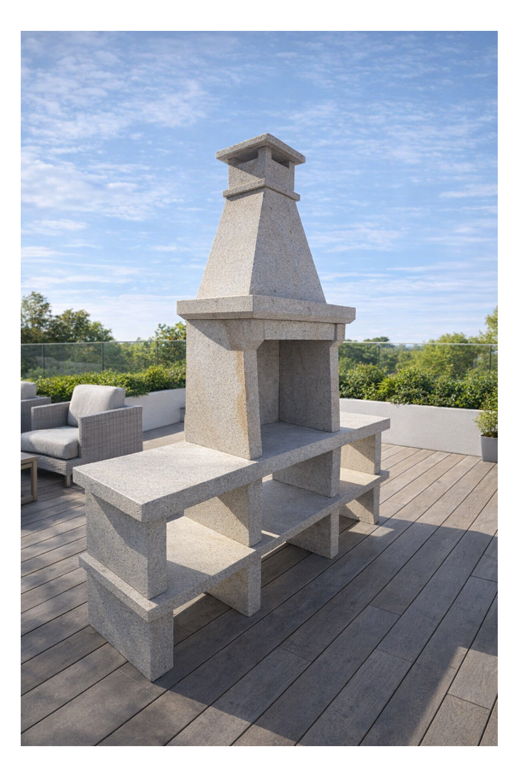 Barbecue en granit avec modules bilatéraux