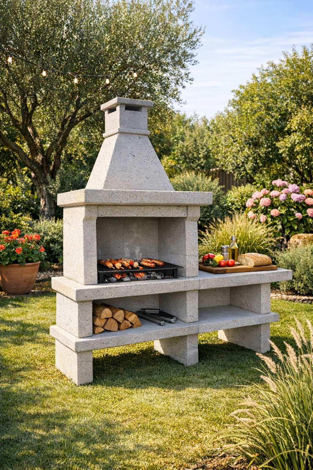 Barbecue en granit avec module latéral