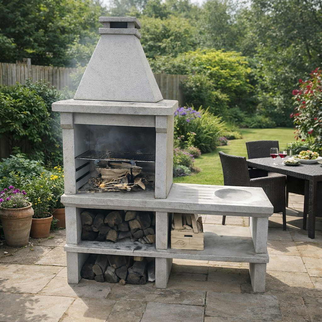 Barbecue en granit avec module latéral